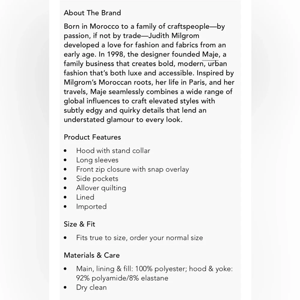 Maje Black Cream High Pile Fleece Faux Shearling Hoodie Puffer Jacket Sz 0 (XS) - Picture 11 of 16